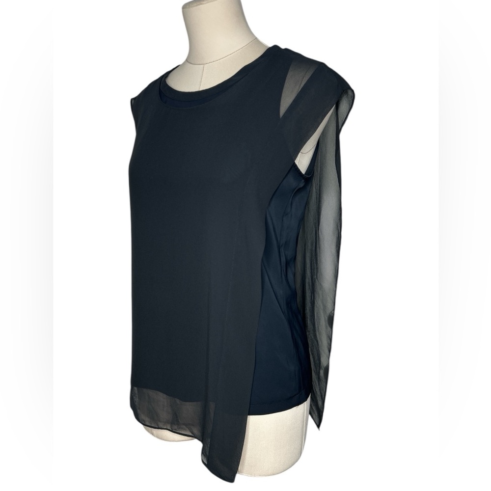 All Saints sheer overlay sleeveless top black size 6